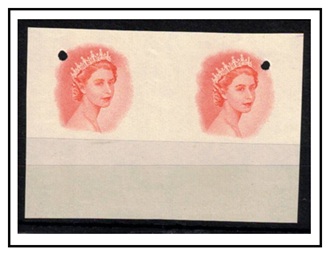 RHODESIA AND NYASALAND - 1954 IMPERFORATE PLATE PROOF head pair (SG type 2) printed in orange.