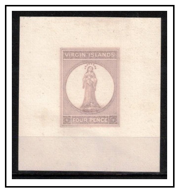 BRITISH VIRGIN ISLANDS - 1867-70 4d (SG type 8) IMPERFORATE DIE PROOF in pale lilac.