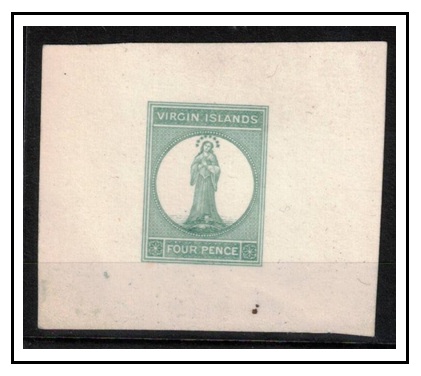 BRITISH VIRGIN ISLANDS - 1867-70 4d (SG type 8) IMPERFORATE DIE PROOF in pale green.