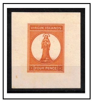 BRITISH VIRGIN ISLANDS - 1867-70 4d (SG type 8) IMPERFORATE DIE PROOF in bright orange.