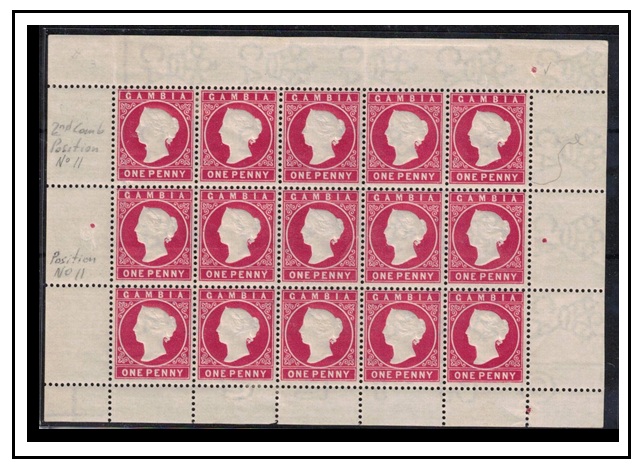 GAMBIA - 1886-93 1d pale carmine 
