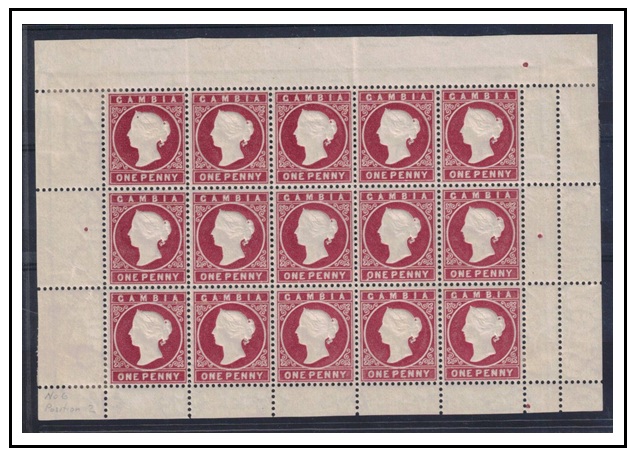 GAMBIA - 1880 1d maroon (CC watermark) 