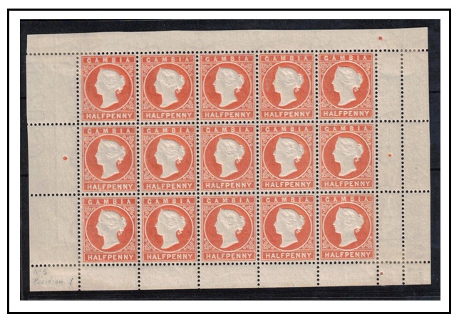 GAMBIA - 1880 1/2d orange (CC watermark) 