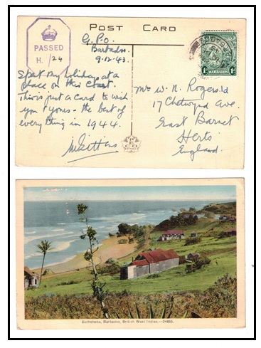 BARBADOS - 1943 1d rate 