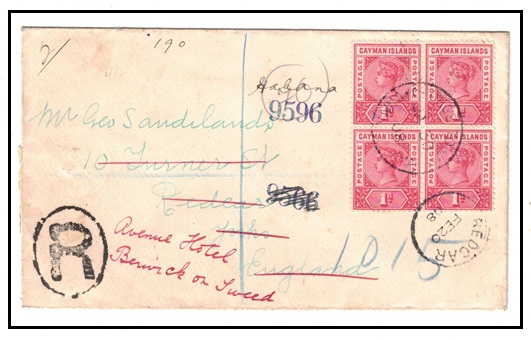 CAYMAN ISLANDS - 1908 1d rose-carmine 