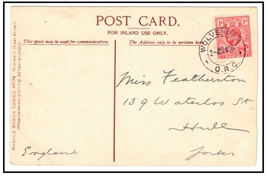 ORANGE RIVER COLONY - 1906 1d rate postcard use to UK used at WOLVERHOEK.