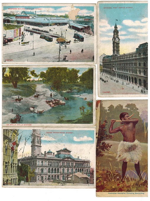 NEW SOUTH WALES - Five 1906 postcards used at 