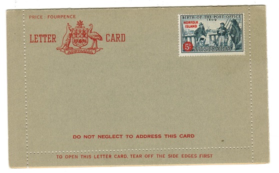 NORFOLK ISLAND - 1959 4d FORMULA LETTER CARD unused.