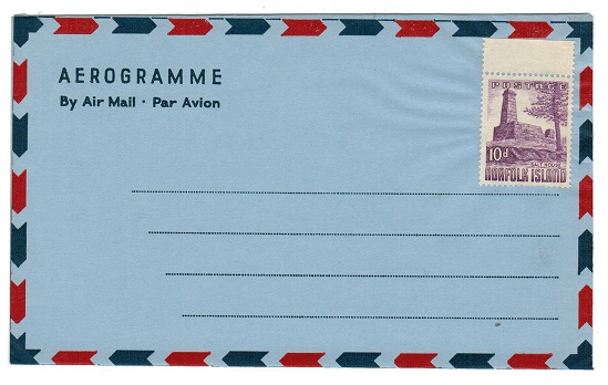 NORFOLK ISLAND - 1953 10d aerogramme envelope unused.