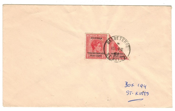 ST.KITTS - 1961 local philatelic BI-SECT cover.