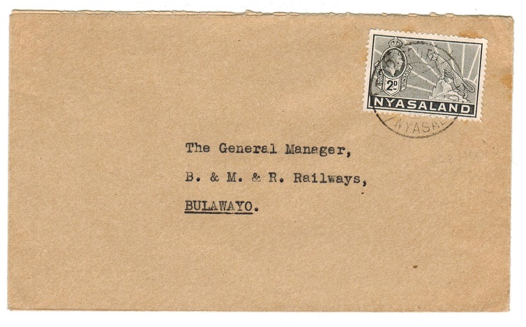 NYASALAND - 1935 (circa) cover to Bulawayo used on T.P.O.SOUTH/NYASALAND railway.
