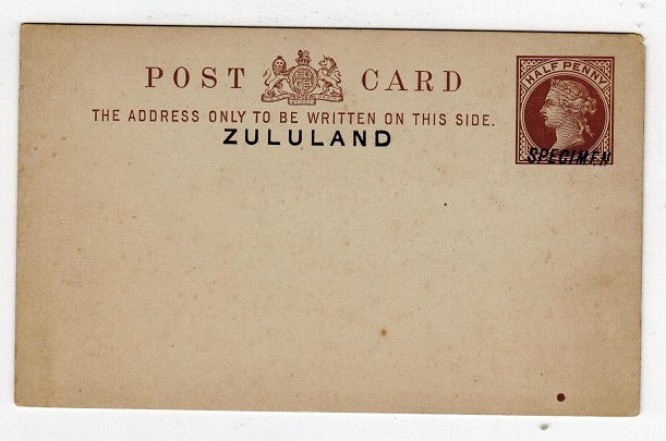 ZULULAND - 1893 1/2d PSC handstamped SPECIMEN.  H&G 1.