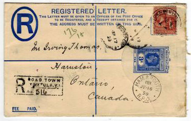 BRITISH VIRGIN ISLANDS - 1926 3d RPSE used.  H&G 5a.