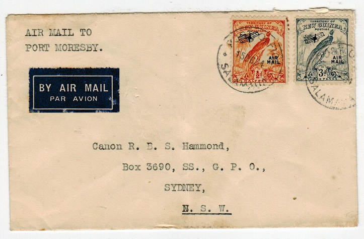 NEW GUINEA - 1934 cover to Australia used at POST OFFICE/SALAMAUA.