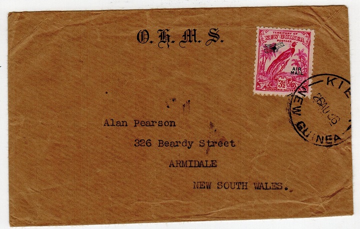 NEW GUINEA - 1936 OHMS cover to Australia used at KIETA.