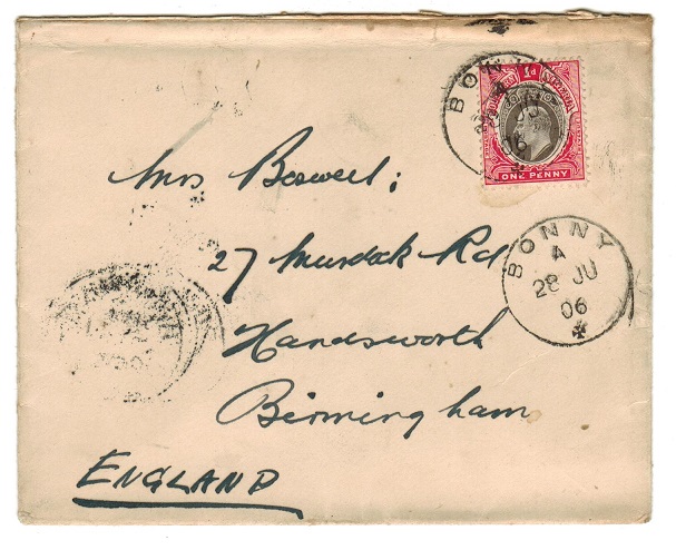 SOUTHERN NIGERIA - 1906 1d rate cover to UK used at BONNY.