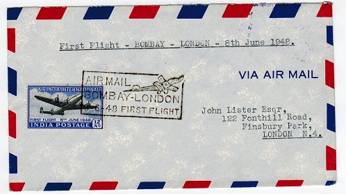 INDIA - 1948 first flight cover to UK.