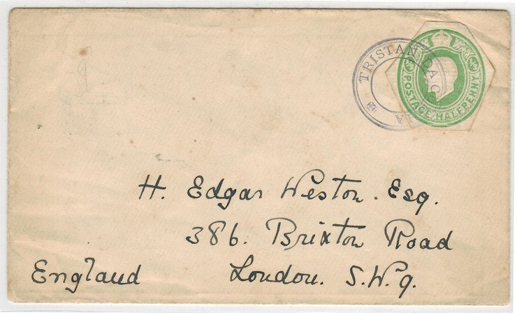 TRISTAN DA CUNHA - 1920 (circa) GB 1/2d stationery 