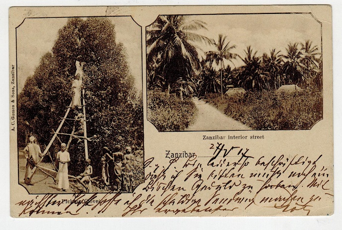 ZANZIBAR - 1907 1a rate postcard use to Austria.