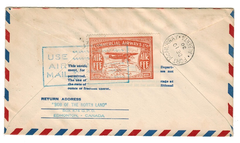 CANADA - 1930 first flight cover with COMMERCIAL AIRWAYS LTD label.
