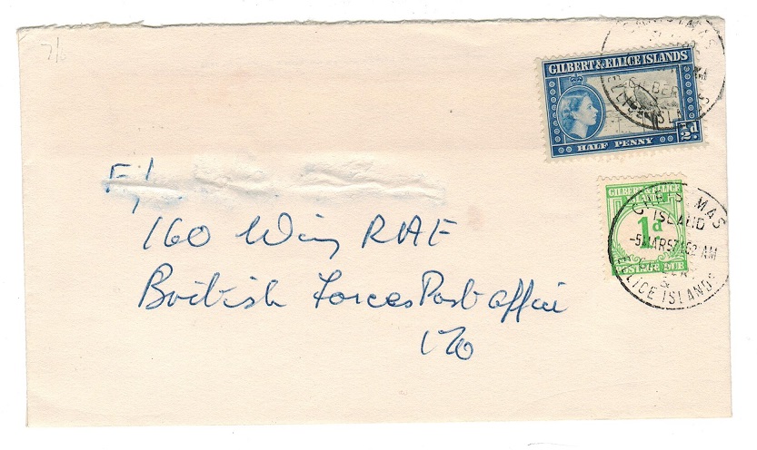 CHRISTMAS ISLANDS - 1957 underpaid military cover with 1d