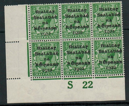 IRELAND - 1922 1/2d green 
