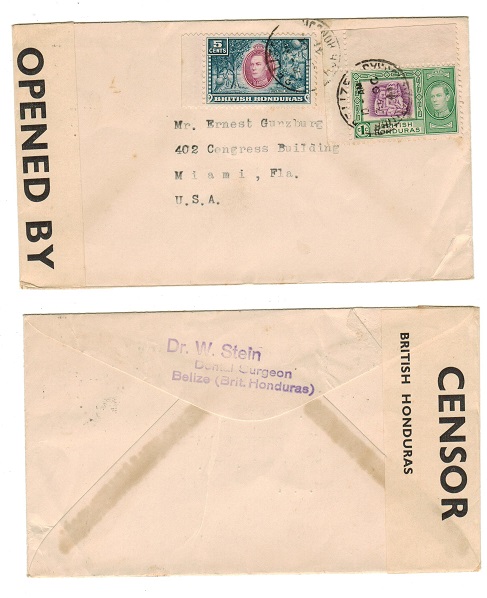 BRITISH HONDURAS - 1941 6c rate censor cover to USA used at BELIZE.