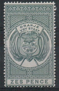 ORANGE FREE STATE - 1882 6d grey fiscal mint. SG F1.