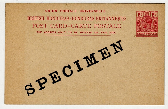 BRITISH HONDURAS - 1913 2c carmine PSC SPECIMEN.  H&G 16.