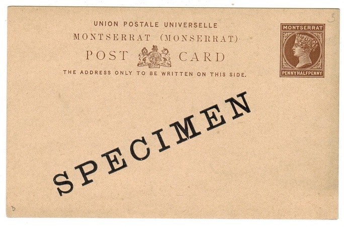 MONTSERRAT - 1879 1 1/2d brown PSC unused SPECIMEN.  H&G 1.