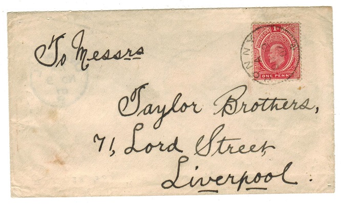 SOUTHERN NIGERIA - 1907 1d rate cover to UK used at BONNY.