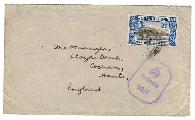 SIERRA LEONE - 1942 censor cover to UK.