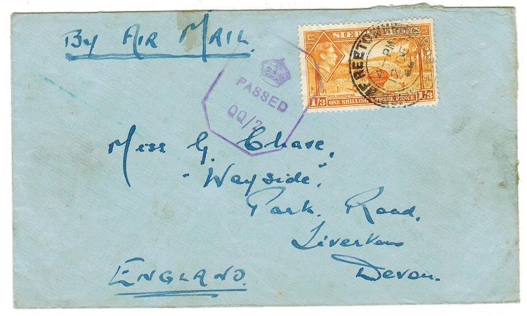 SIERRA LEONE - 1944 censor cover to UK.