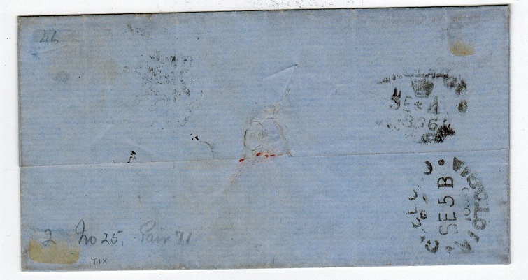 VICTORIA - 1856 8d Double rate 1/2 length cover to Geelong.