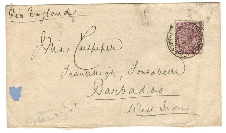 BARBADOS - 1901 scarce inward 