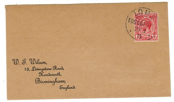 TOGO - 1915 1d (un-overprinted) rate cover to UK used at LOME.