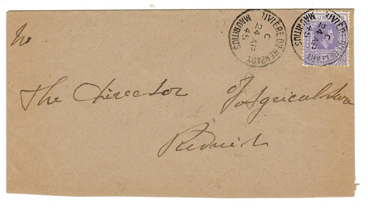 MAURITIUS - 1945 local cover cancelled RIVIERE DU REMPART.