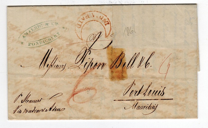 INDIA - 1861 entire with stamp removed.