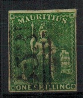 MAURITIUS - 1861 1/- yellow green used.  SG 35.