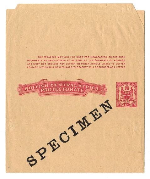 NYASALAND - 1899 1d carmine postal stationery wrapper SPECIMEN.  H&G 1.