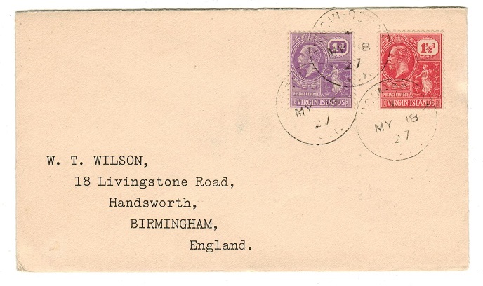 BRITISH VIRGIN ISLANDS - 1927 cover to UK used at VIRGIN GORDA.