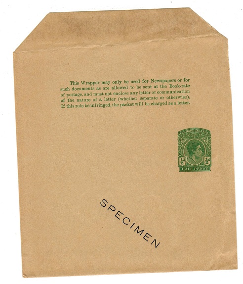 LEEWARD ISLANDS - 1938 1/2d green postal stationery wrapper SPECIMEN.  H&G 8.