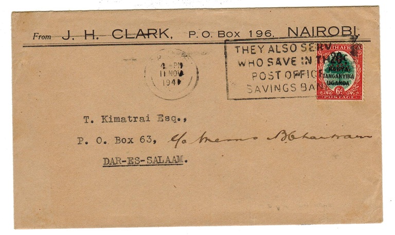 K.U.T. - 1941 local cover with rare SAVE patriotic label on reverse side.