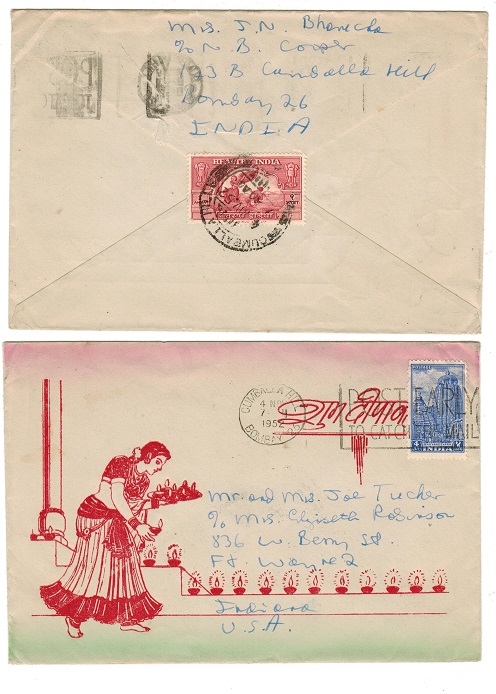 INDIA - 1952 cover with 4a HEALTHY INDIA adhesive used at CUMBRIA HILL/BOMBAY.