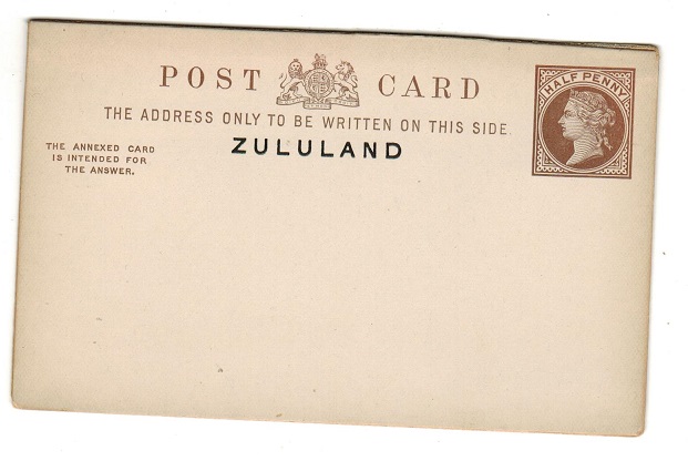 ZULULAND - 1893 1/2d+1/2d dark brown PSRC unused.  H&G 3b.