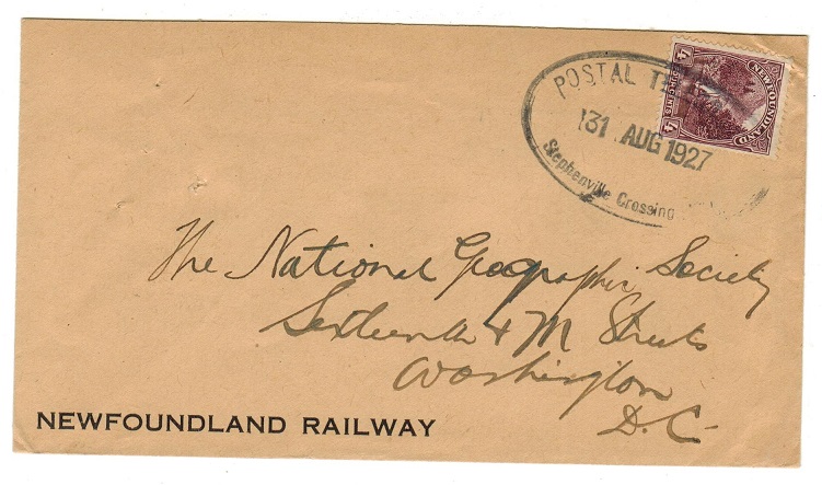 NEWFOUNDLAND - 1927 4c rate cover to USA used at POSTAL TELEGRAPHS/STEPHENVILLE CROSSING.