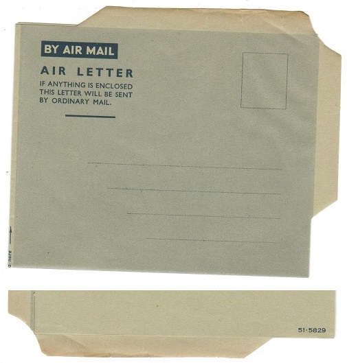 B.O.F.I.C. - 1951 FORMULA air letter unused with 51-5829 imprint.