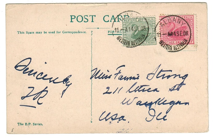 WESTERN AUSTRALIA - 1908 postcard used at ALBANY.