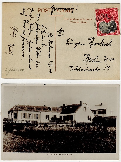ST.HELENA - 1914 1d rate postcard to Germany.