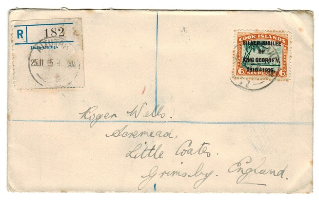 AITUTAKI - 1935 registered cover to UK with Cook Island 